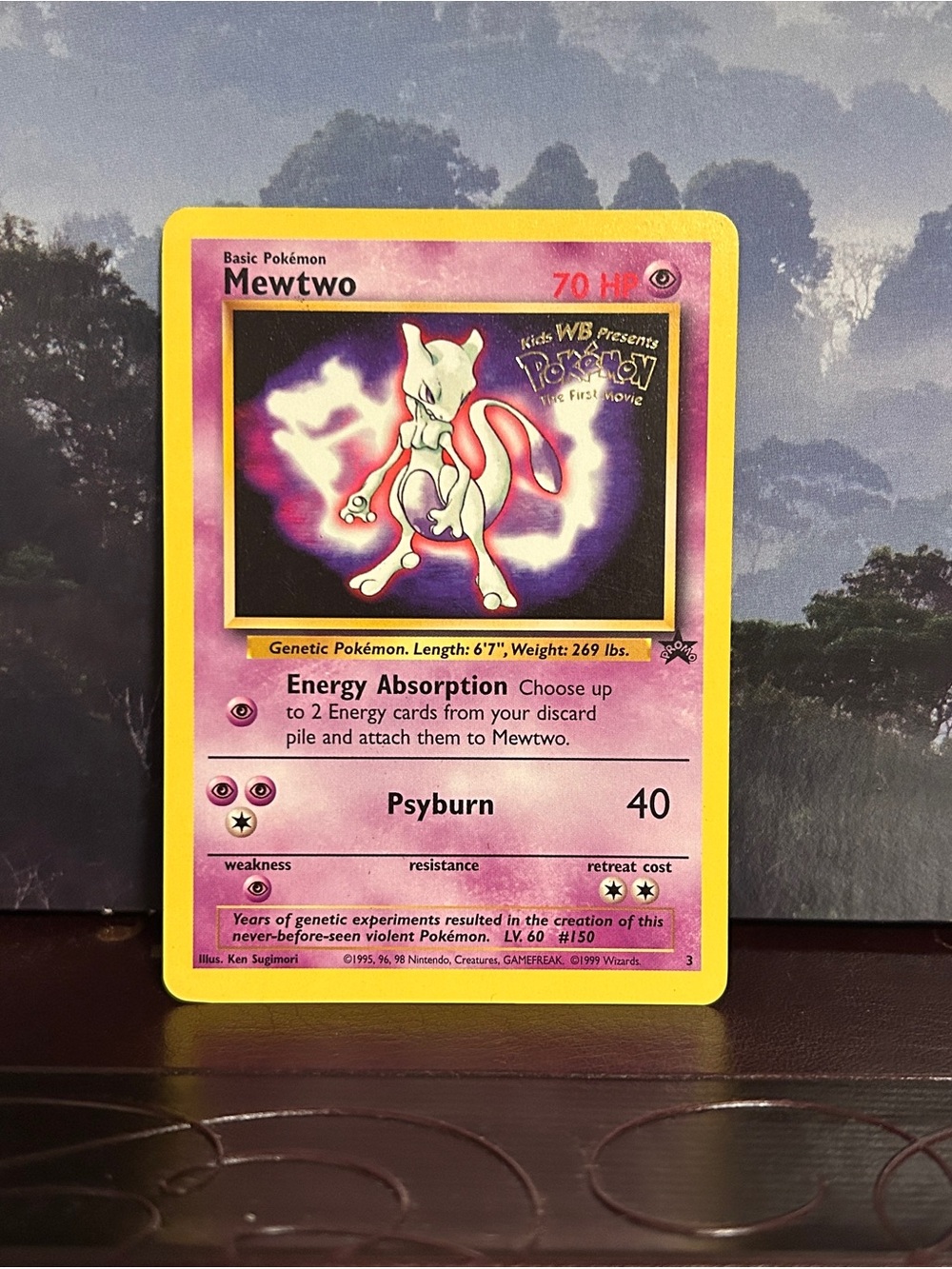 Pokemon Card Mewtwo #3 Kids WB The First Movie Wizards of The Coast Promo Card